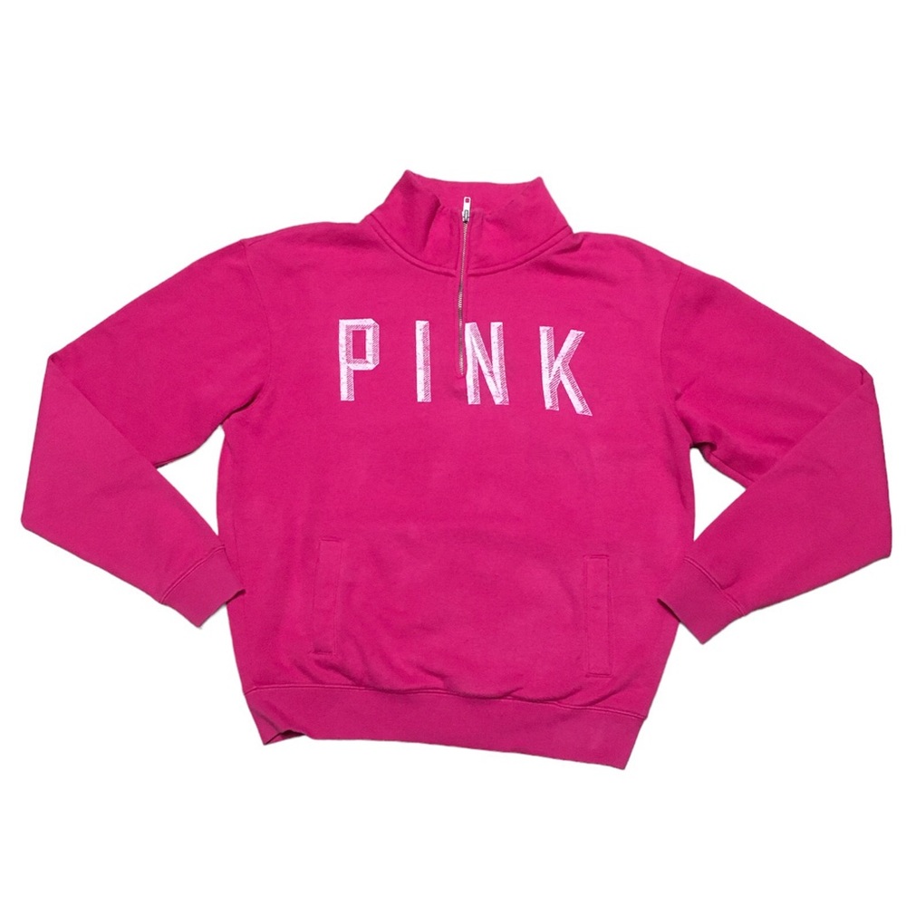 Victoria’s Secret PINK Quarter Zip Sweater Women’s XS Oversized Long Sleeve Top